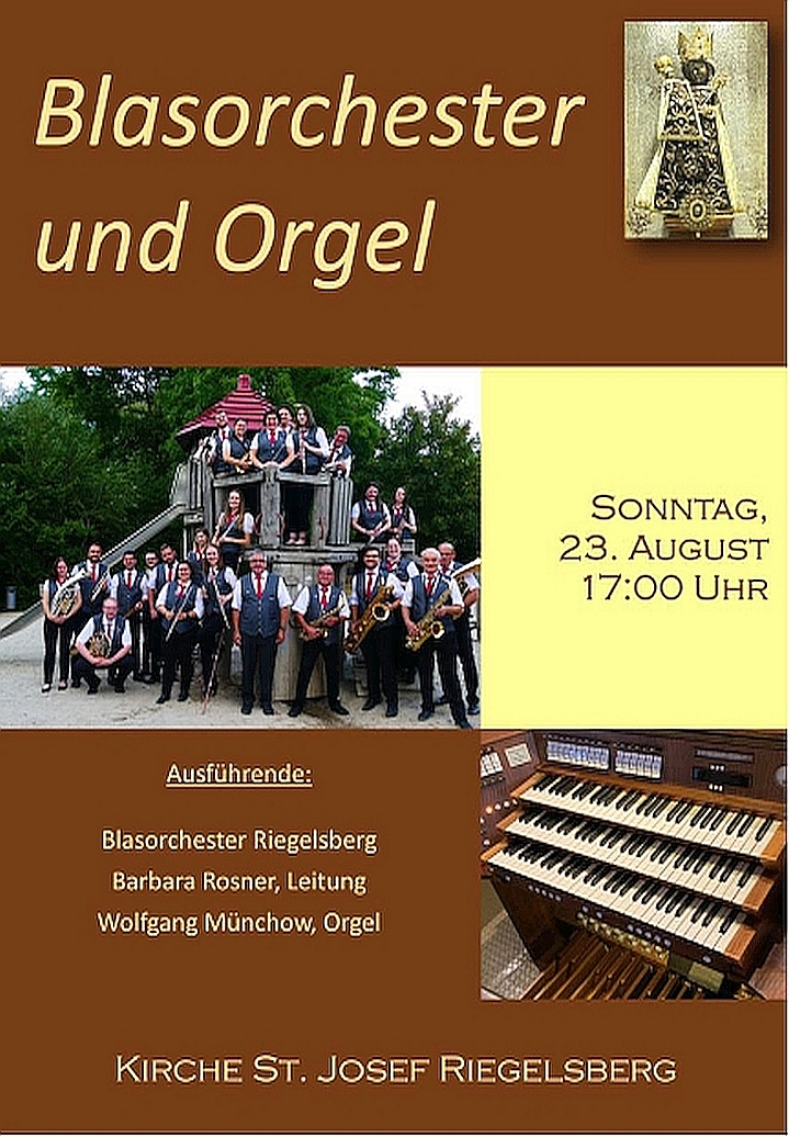 Gruppenfoto des Blasorchesters und die schwarze Madonna, Einladung zum Konzert (c) WM Gruppenfoto des Blasorchesters und die schwarze Madonna, Einladung zum Konzert