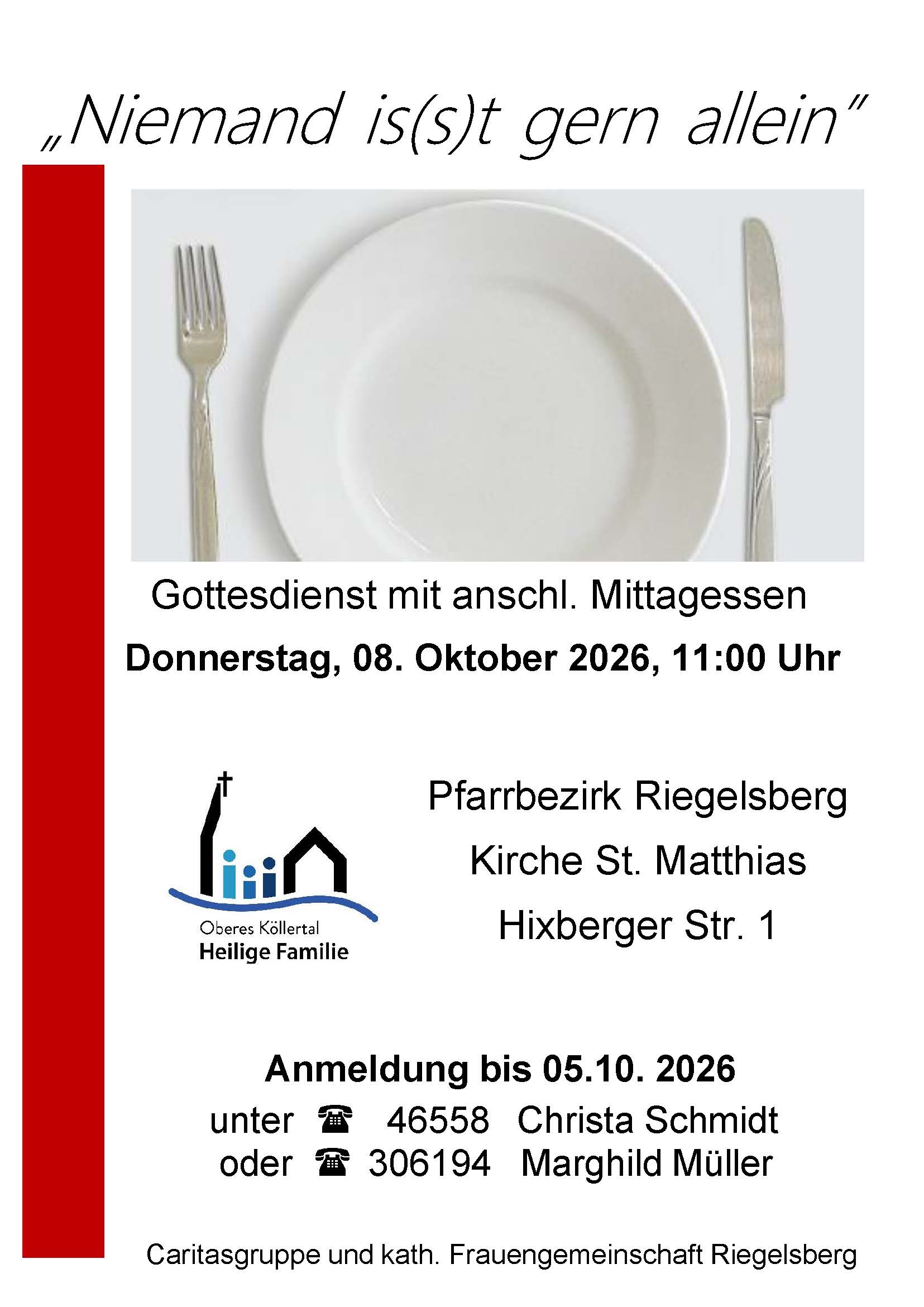 Mittagessen_10-2026 (c) obkhefa einladung zum gemeinsamen Mittagessen, Plakat zeigt einen Teller und Besteck