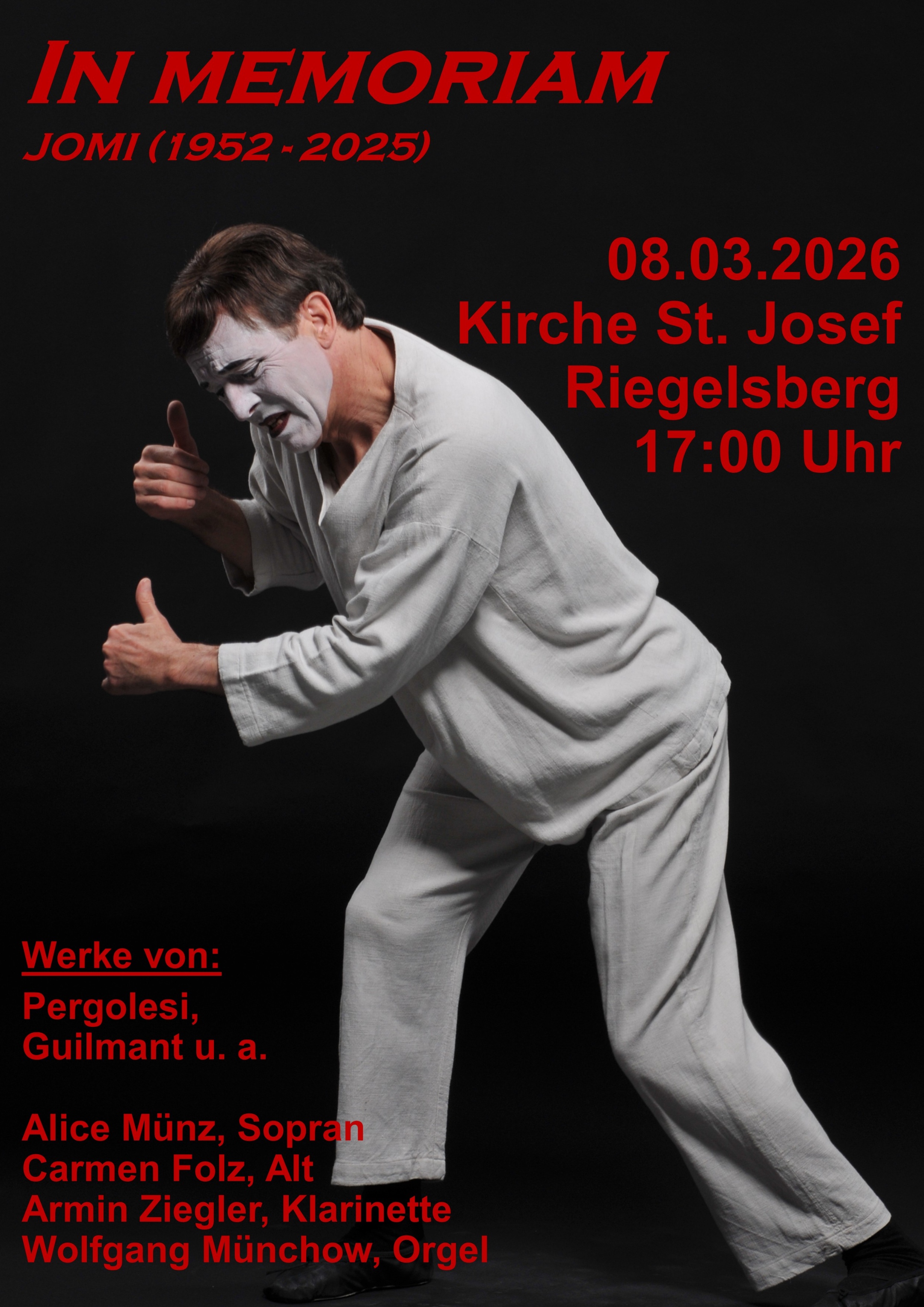 Das Plakat zeigt den Pantomimen Jomi (c) WM Das Plakat zeigt den Pantomimen Jomi