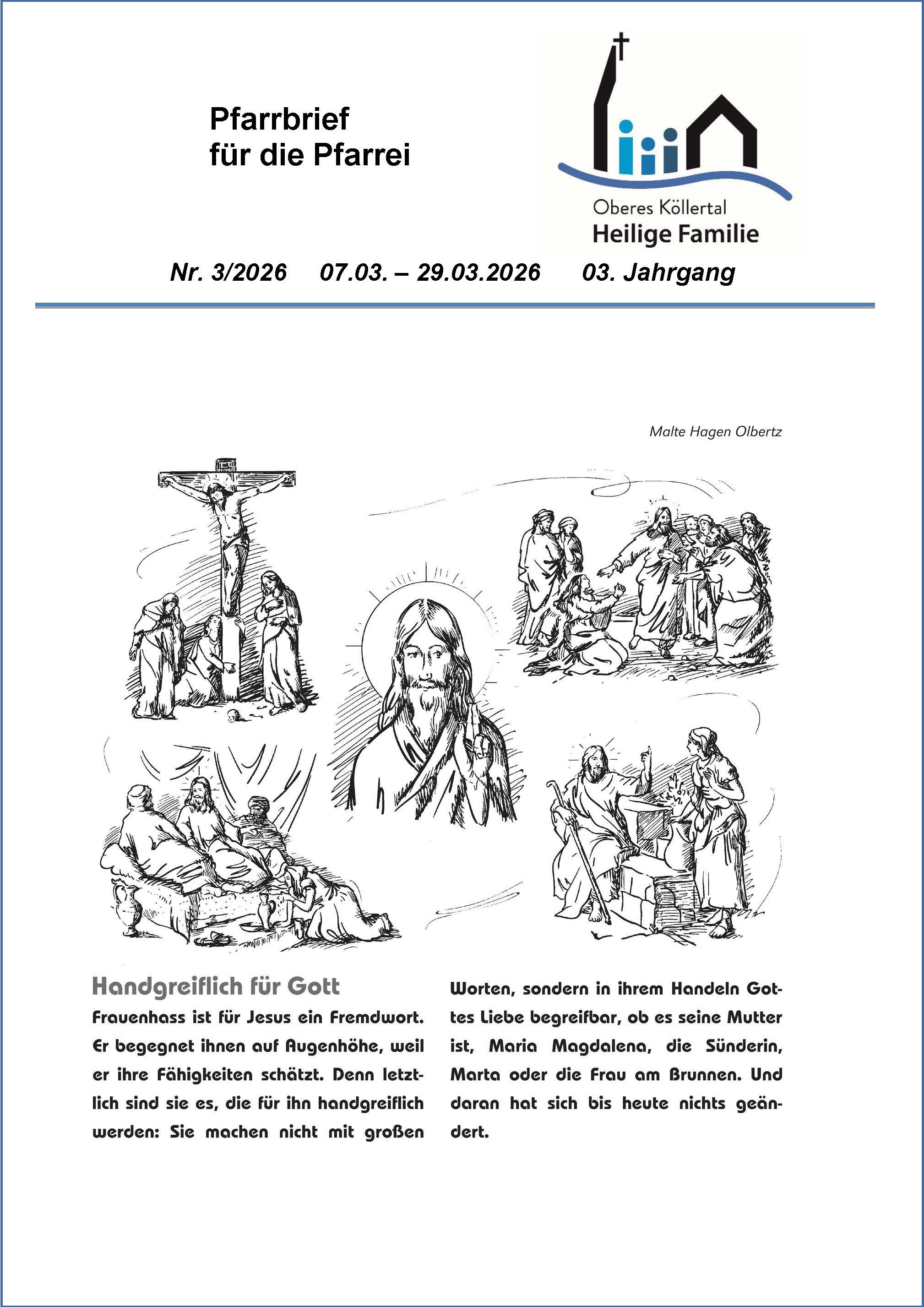 Titelseite zeigt zeichnungen zu Kreuzigung und Auferstehung (c) obkhefa Titelseite zeigt zeichnungen zu Kreuzigung und Auferstehung